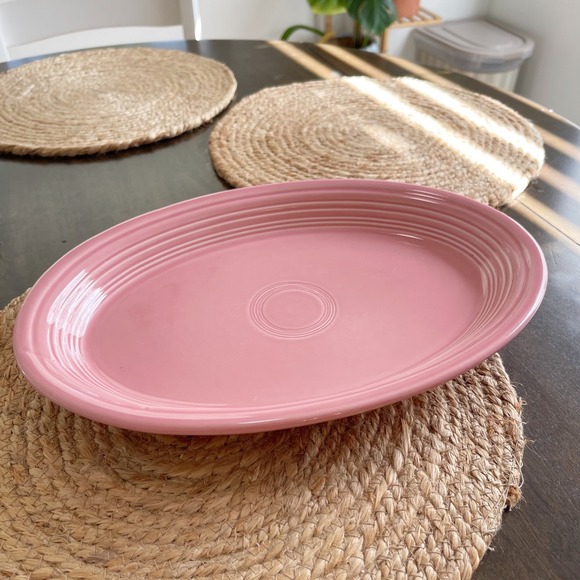 Fiestaware Other - Fiesta Rose Pink Oval‎ Serving Platter Homer Laughlin USA Ceramic 13.5 Inch